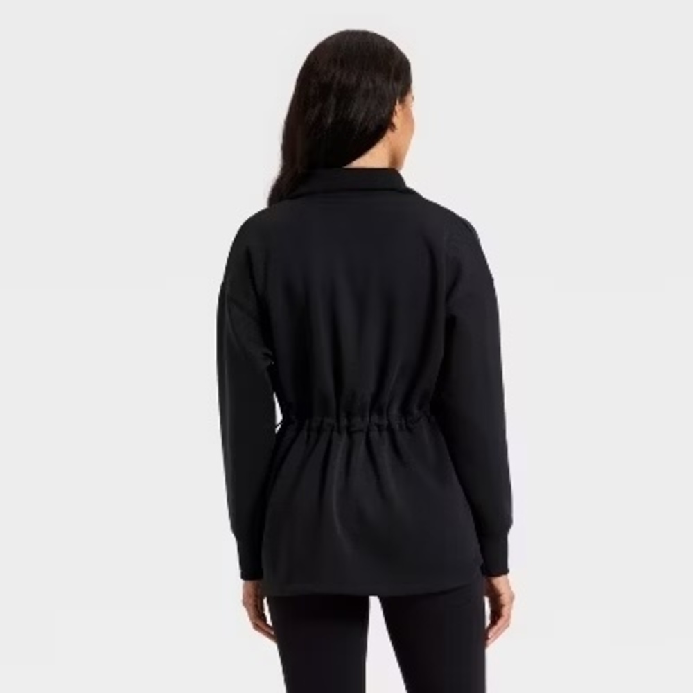 NWT All In Motion Black Airy Sleek Long Full Zip Jacket Size L